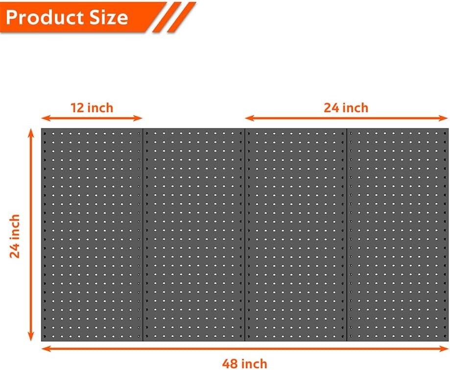 4 Pcs Rust-Resistant Metal Pegboard Wall Panels for Efficient Tool Storage