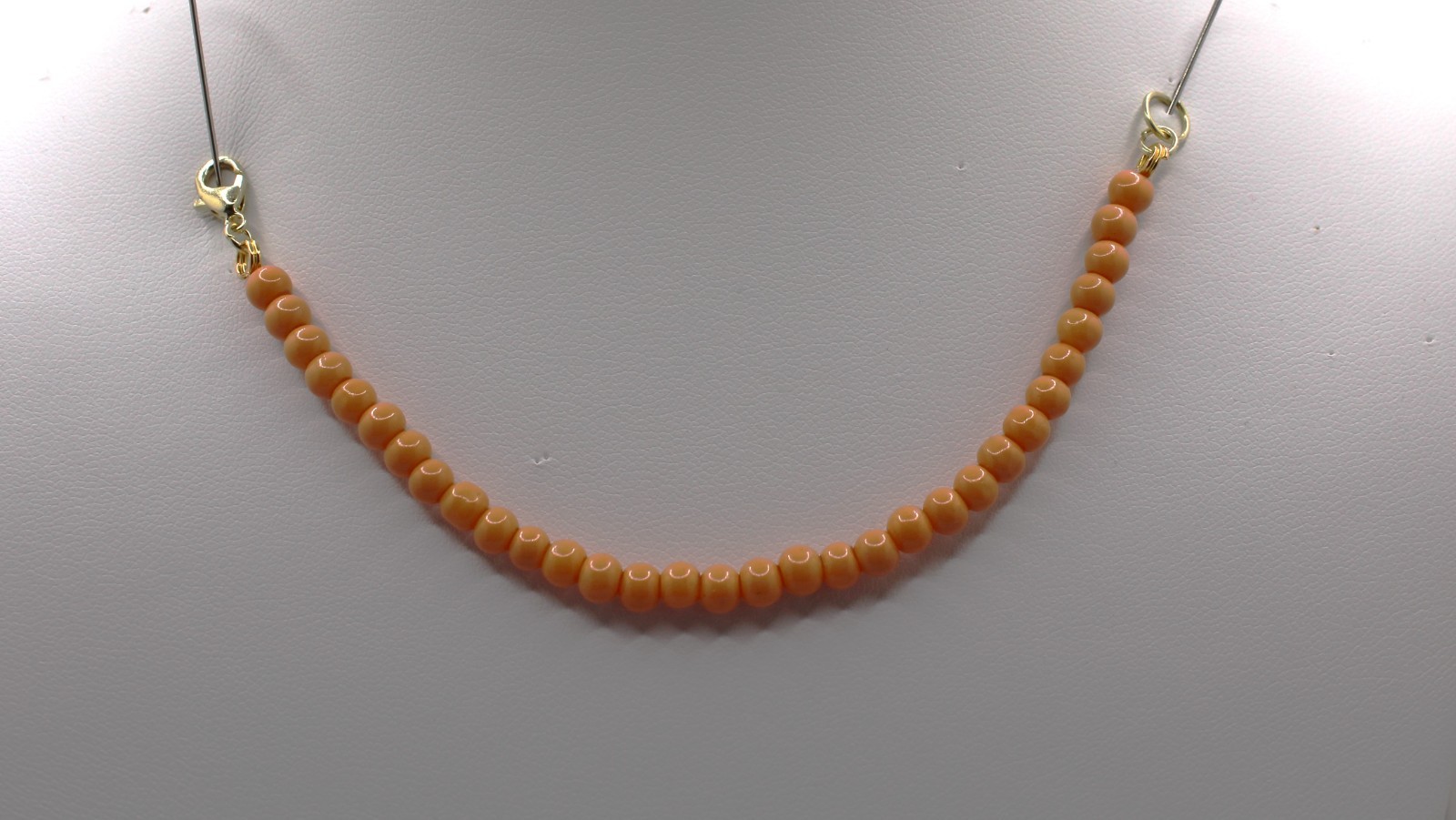 Handcrafted 5.75" orange glass beads bracelet