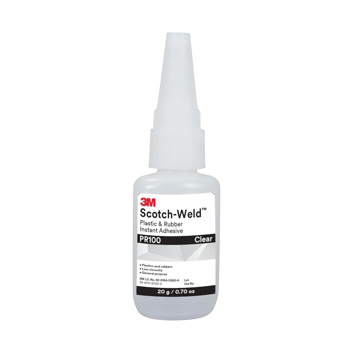3M Scotch-Weld Plastic & Rubber Instant Adhesive PR100, Clear, Low 0.7 oz