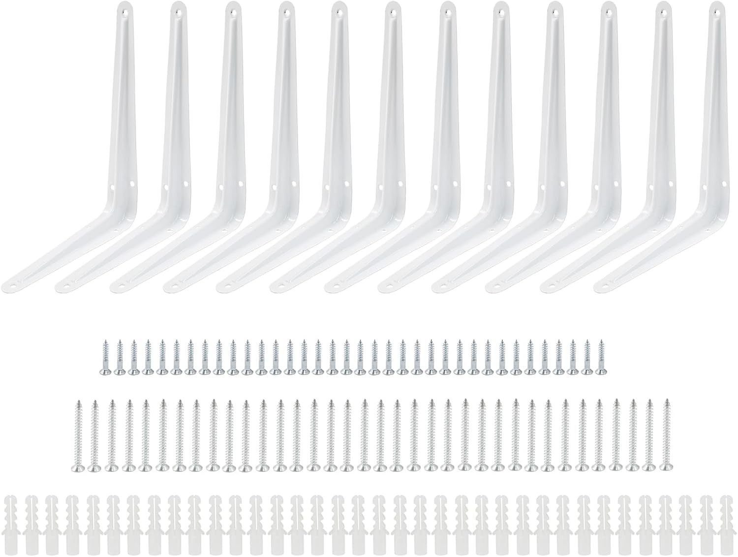 12 Pack White Shelf Brackets 8 Inch Heavy Duty L Bracket Right Angle Bracket ...