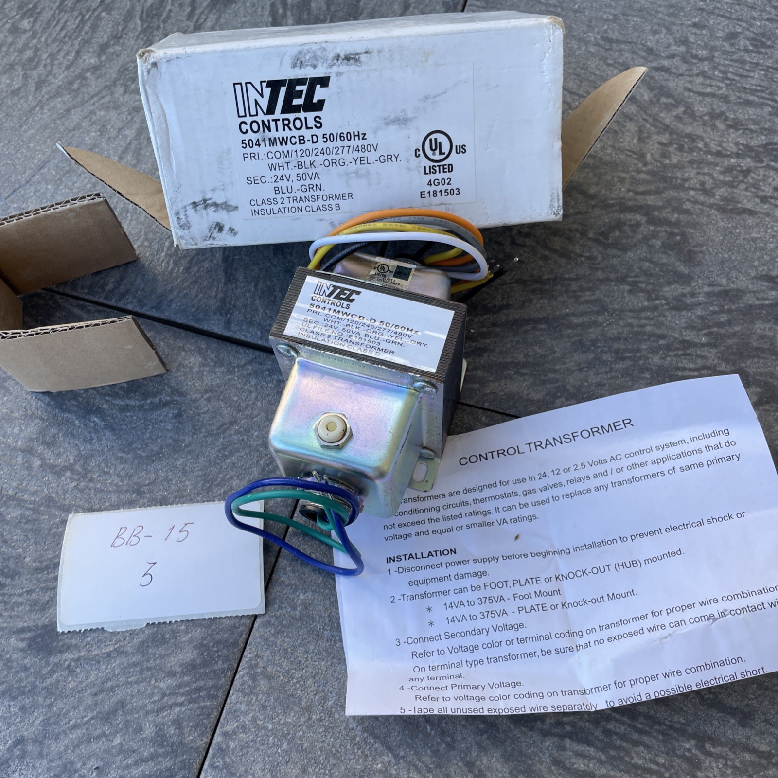 INTEC Controls 5041MWCB-D 50/60Hz 120/240/277/480V to 24V Control Transformer