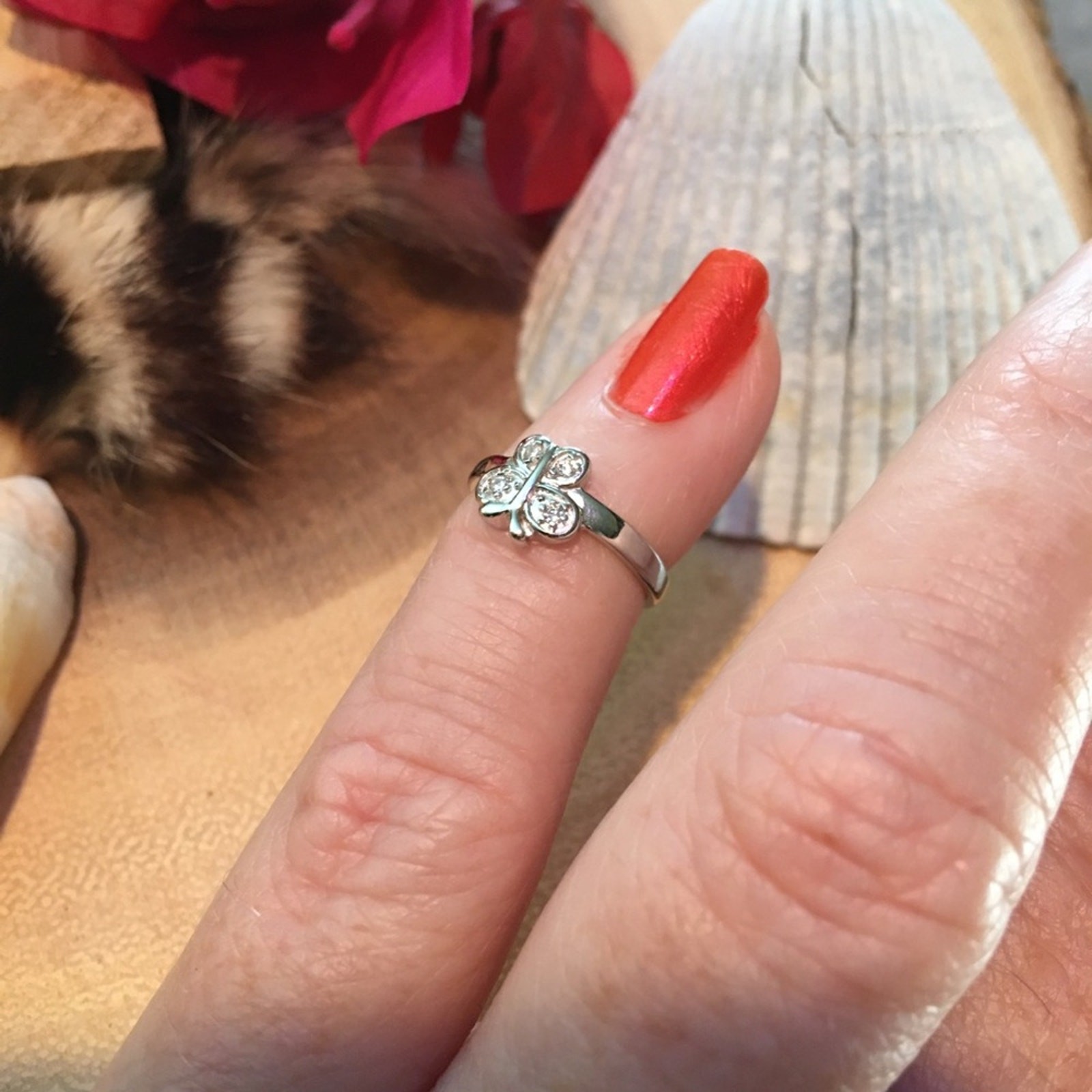 Sterling Silver Boho Butterly CZ Toe Ring/ Adjustable/ Dainty