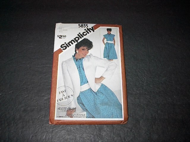 Simplicity Pattern 5835 Misses' Pullover Dress and Unlined Jacket  16 ~ 20  Unc