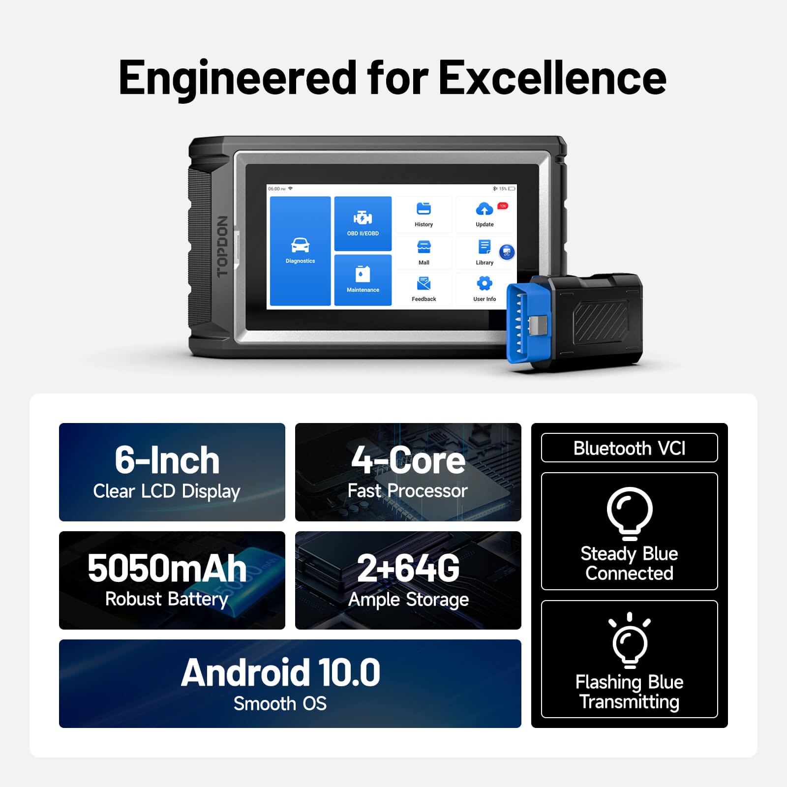 TOPDON AD800BT V2.0 Bidirectional Scan Tool 28+ Services