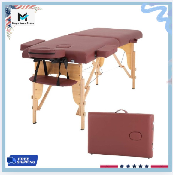 24" Portable Massage Table Folding Spa Bed Height Adjustable with Bag
