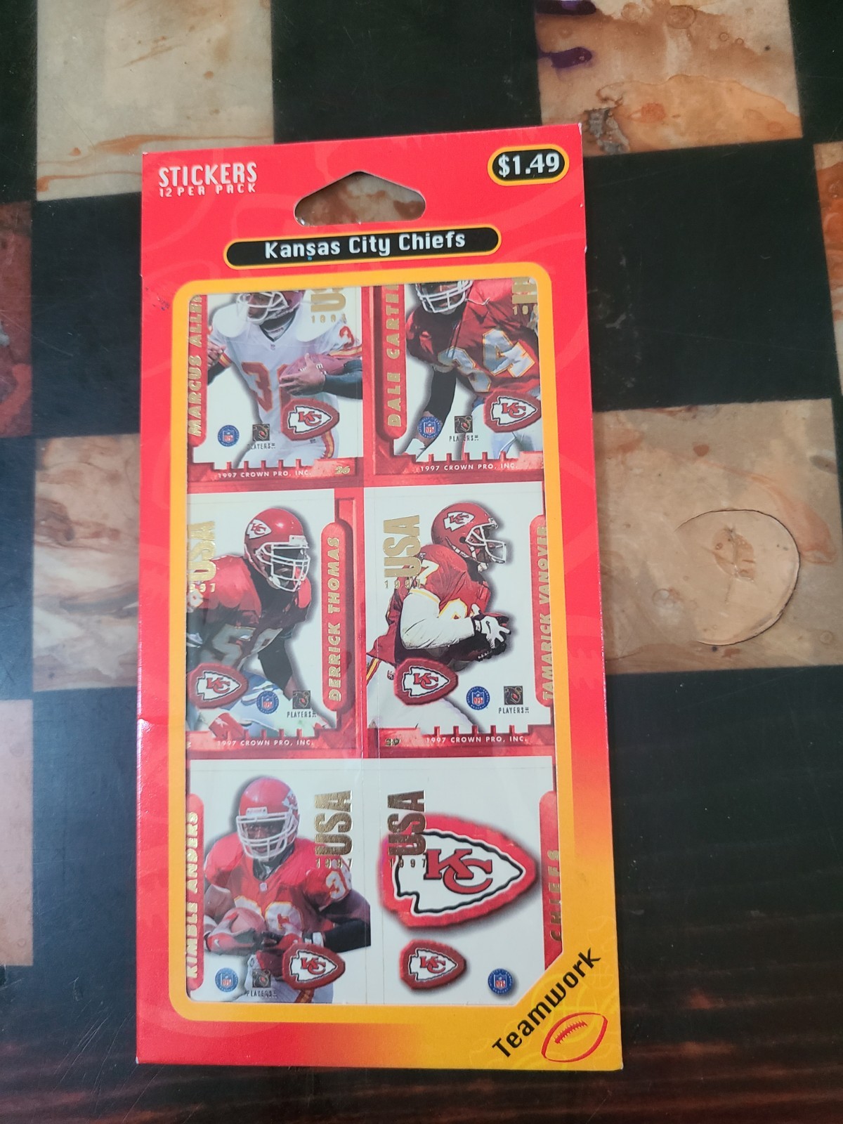1997 Crown Pro Q.B. Club NFL Kansas City Chiefs Football Stickers, NEW