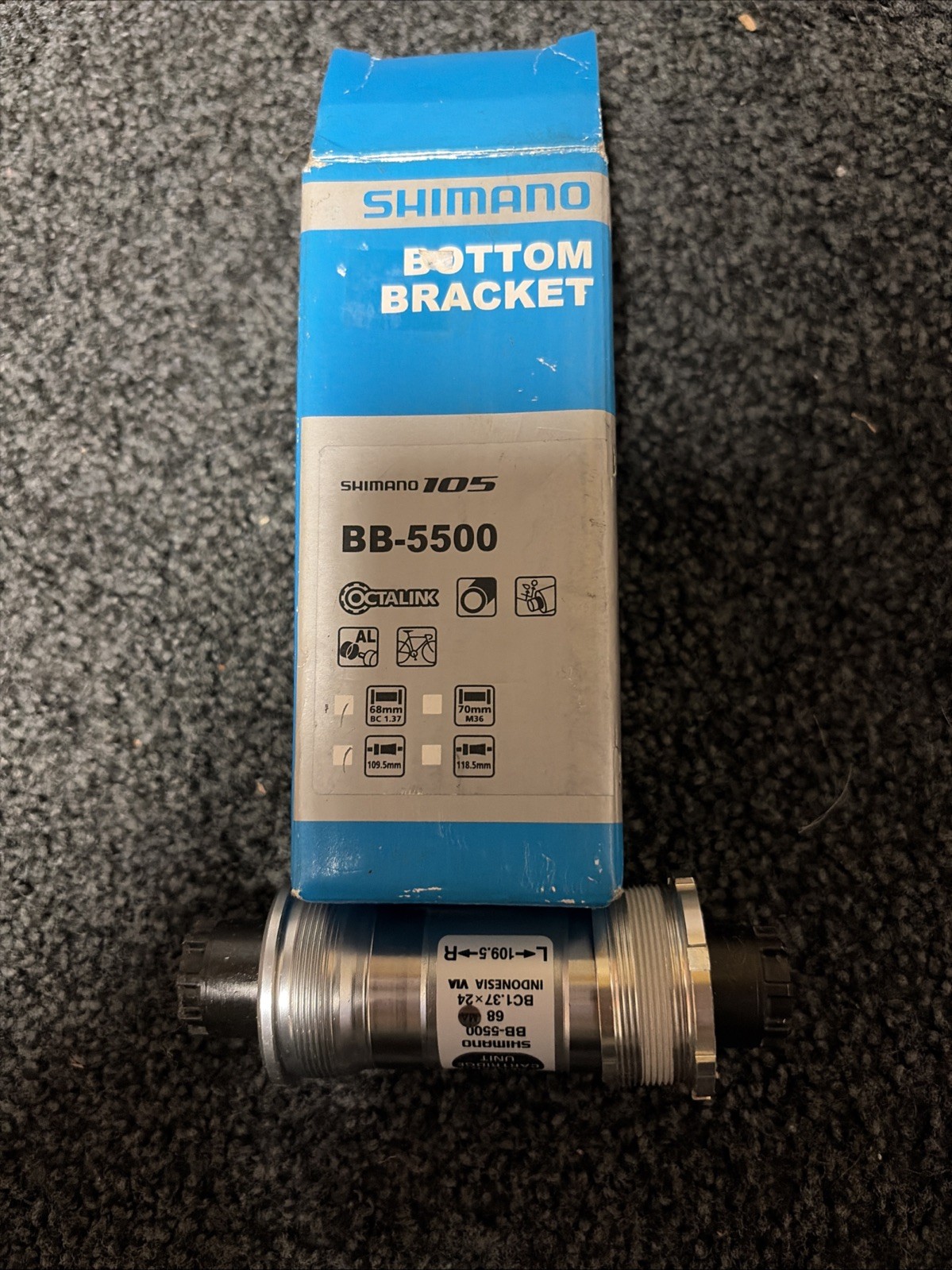 New Shimano 105 BB-5500 Octalink 68mm English Bottom Bracket 109.5 Mm
