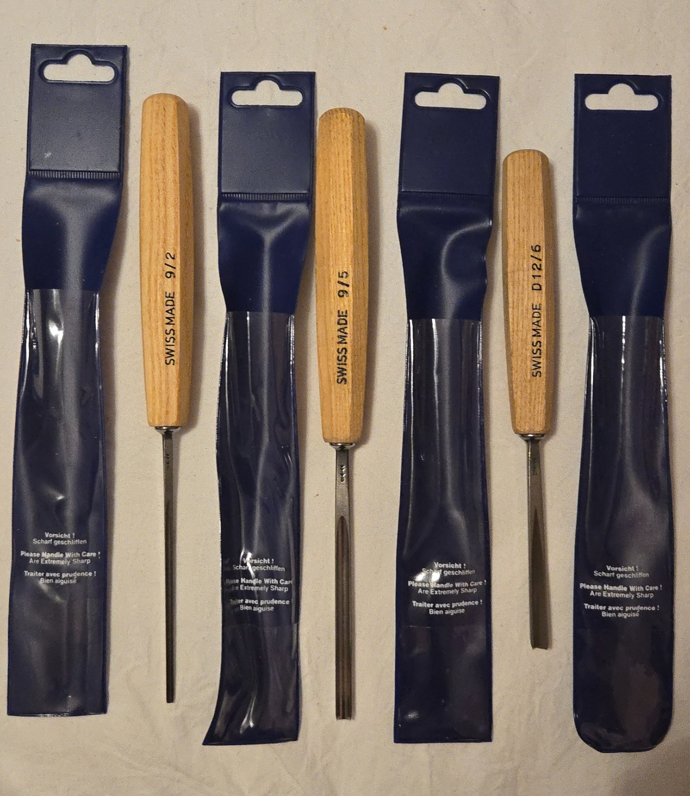 Pfiel Swiss Made Carving Tools Assortment (8 Tools) and Sharpening Stones Set