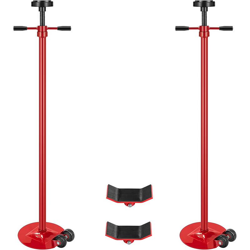 2pcs 3/4 Ton Under Hoist Stand 1650lbs Adjustable 52-76" Pole Jack Support Stand