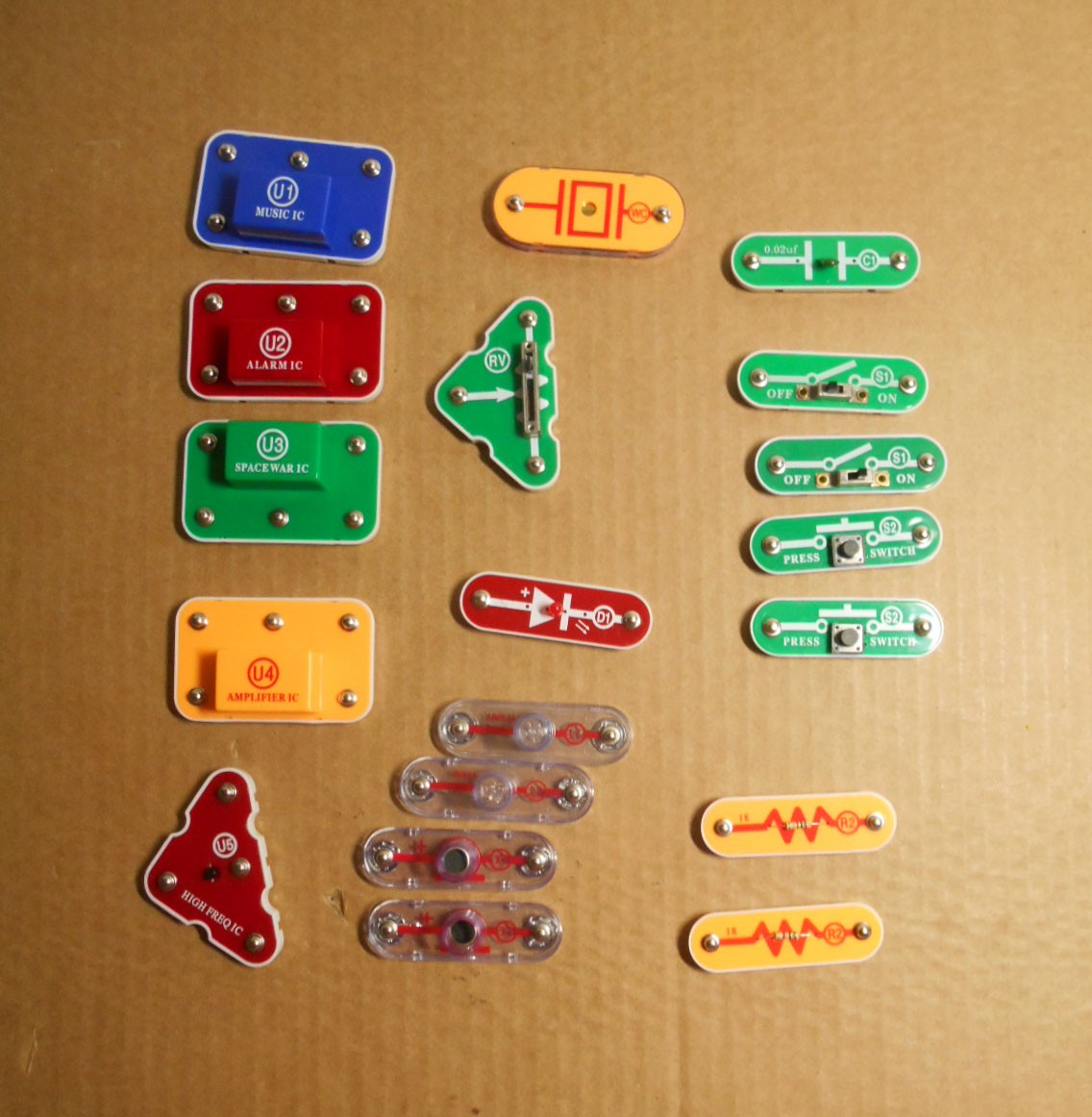 Elenco Snap Circuits Replacement Parts Lot of 19 R2 D1 U1 RV U3 U4  R17