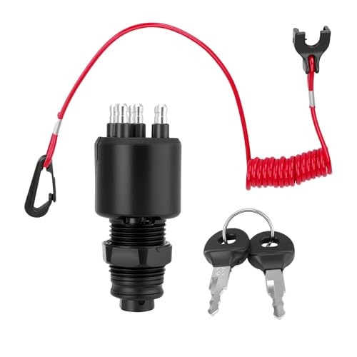 5005801 Boat Ignition Switch with 2 Keys and Safety Lanyard Assembly