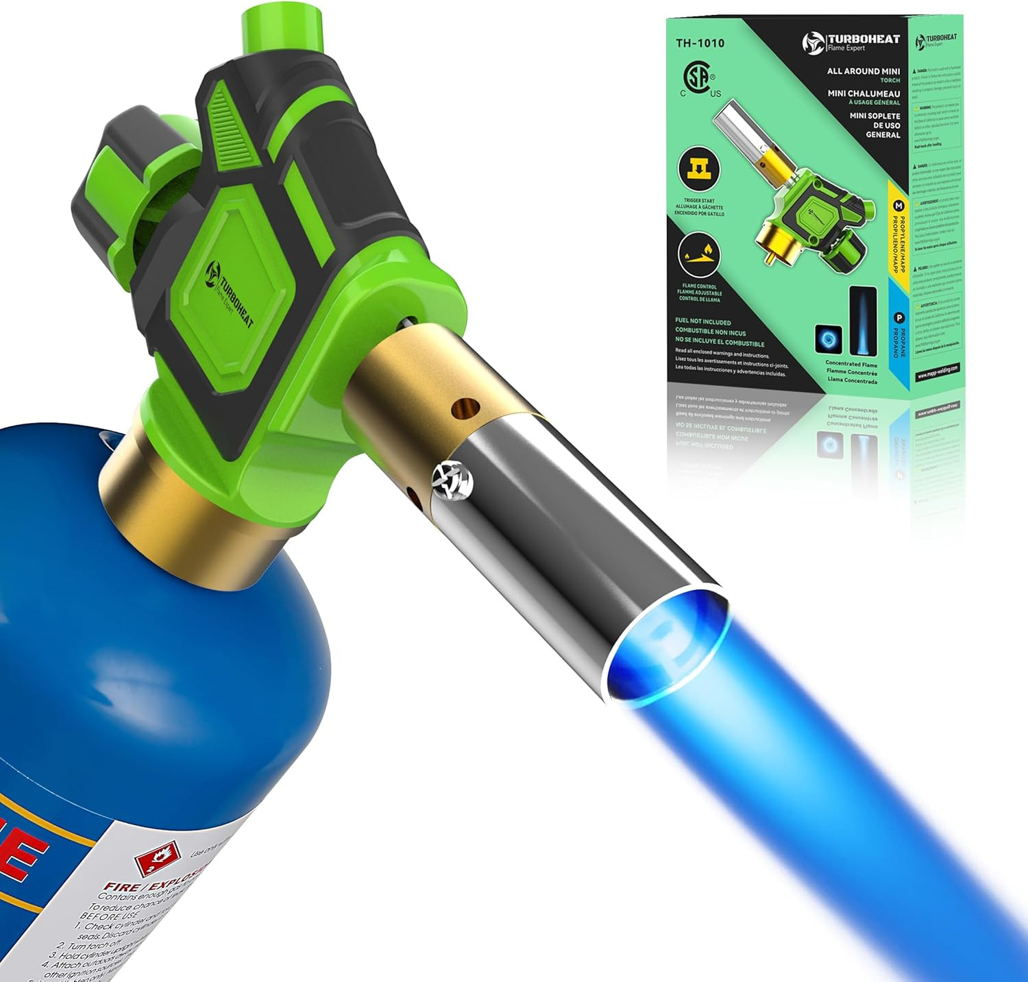Turbo Flame Torch Head with Igniter - (Cylinder Not Included) for Propane/Mapp G