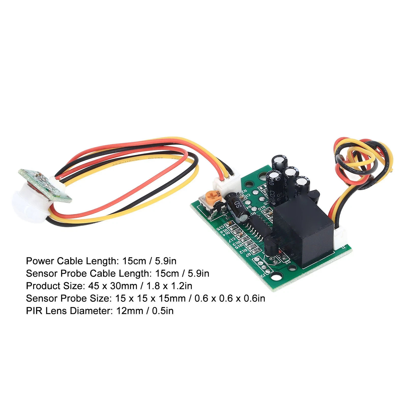 PIR IR Pyroelectric Motion Sensor Module DC 12V Adjustable Sensitivity Delay a7