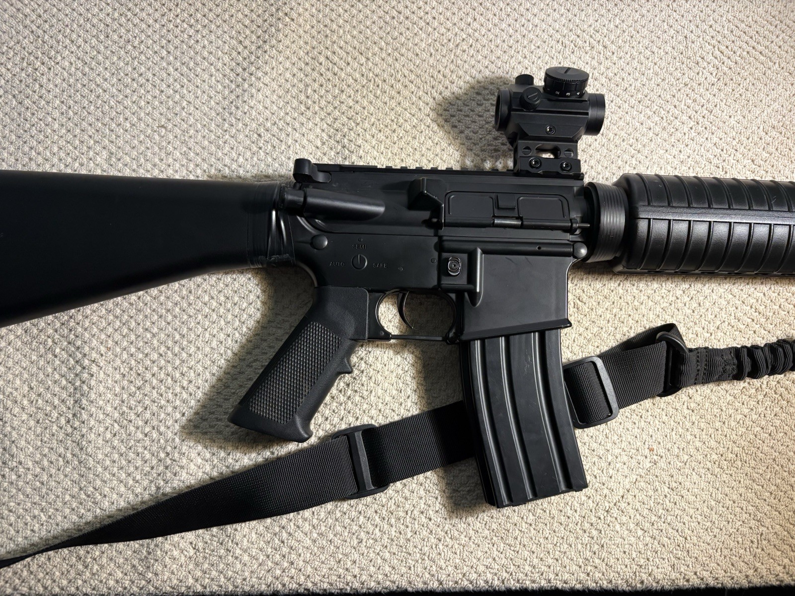 Cyma M16A3 Airsoft Rifle Fixed Stock w/ Sling Included & Red Dot Sight