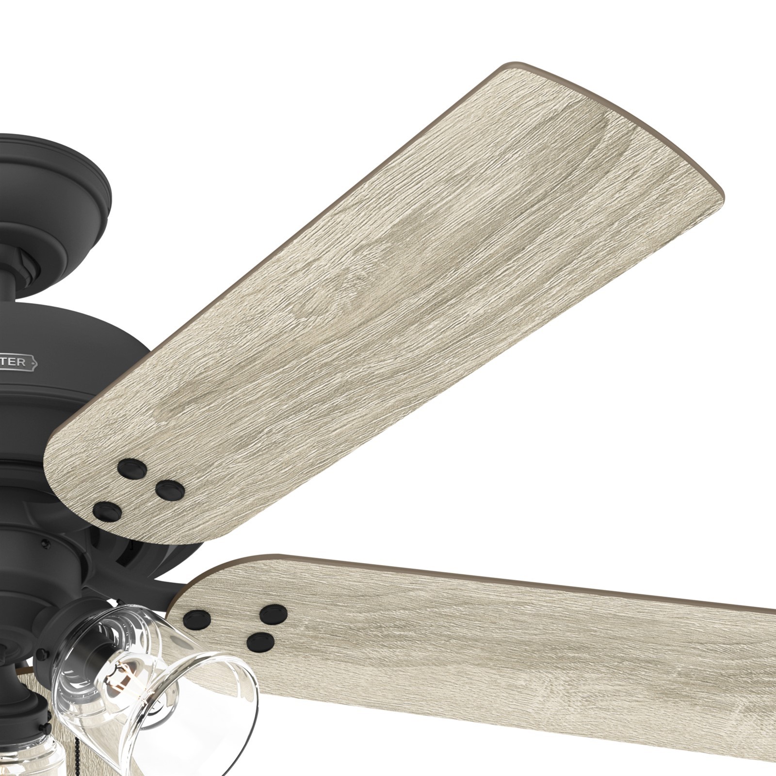 Hunter Fan 52 inch Matte Black Indoor Ceiling Fan with Light and Pull Chain