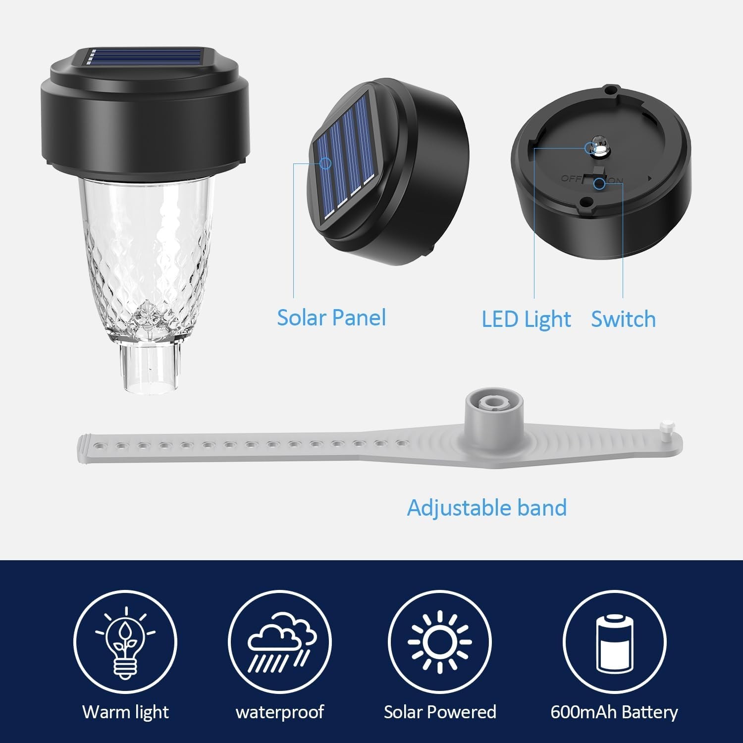 Solar Pool Lights - 6 Pack, Light for Framed Above Ground 6-Pack, Black
