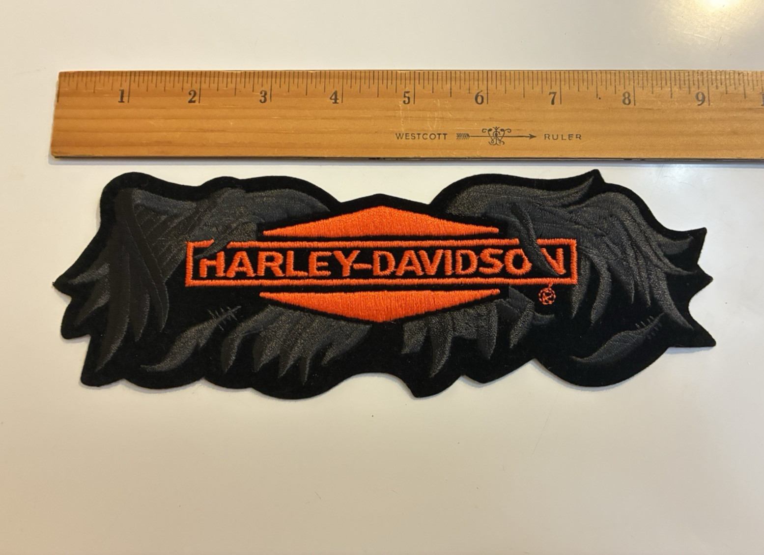 Large 9" Harley Davidson Broken Wings Patch Jacket Eagle Black Orange OLP
