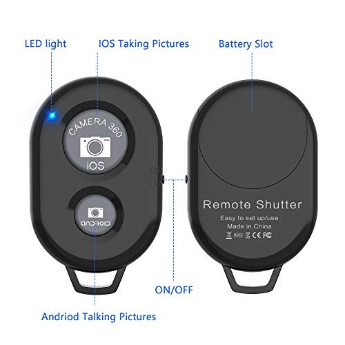 Wireless Camera Remote Shutter for Smartphones (2 Pack), Wireless Black+Black