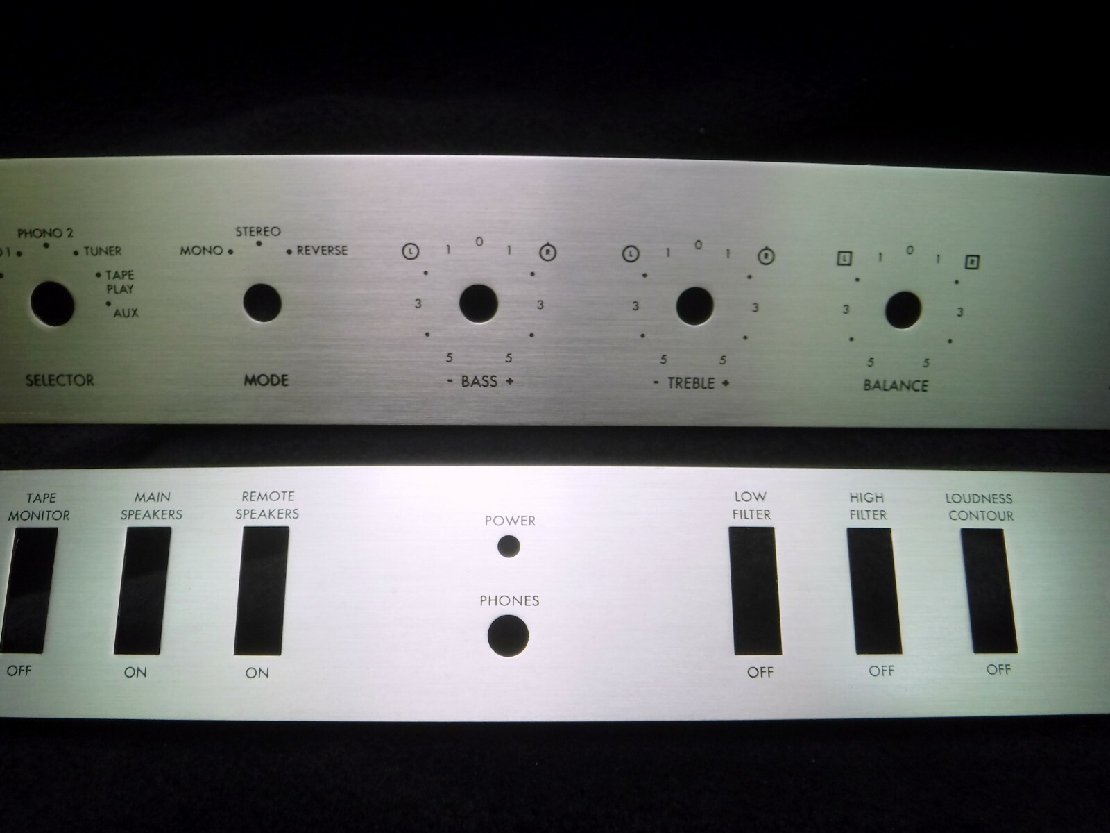Fisher X-202-C Vacuum Tube Amplifier Face Panel Insert Set BOTH NOS Original!