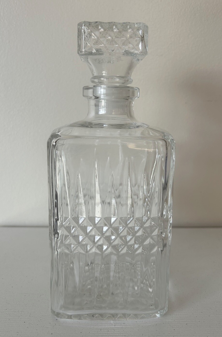 Vintage Fancy Glass Decanter 9" Bourbon Whiskey Glass Bottle