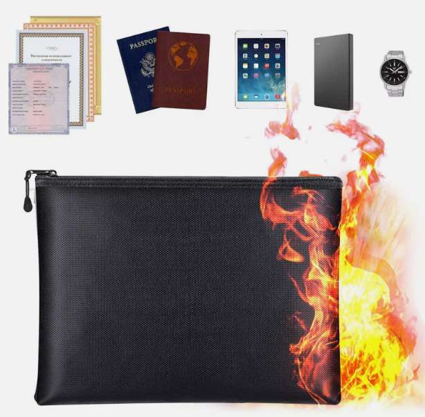 2000℉ Upgrade Fire Proof money Bag Fireproof Document Pouch Waterproof Safe Cash