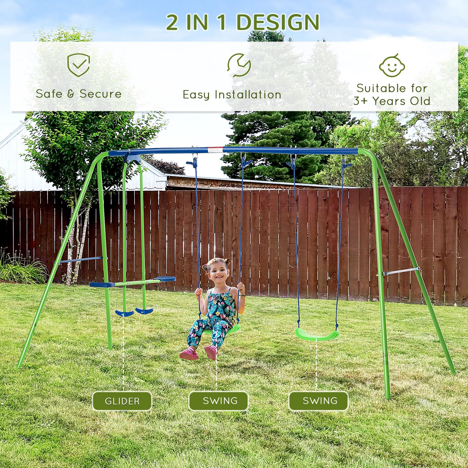 Children's Playground Set, Adjustable Ropes with Metal Frame for Stability