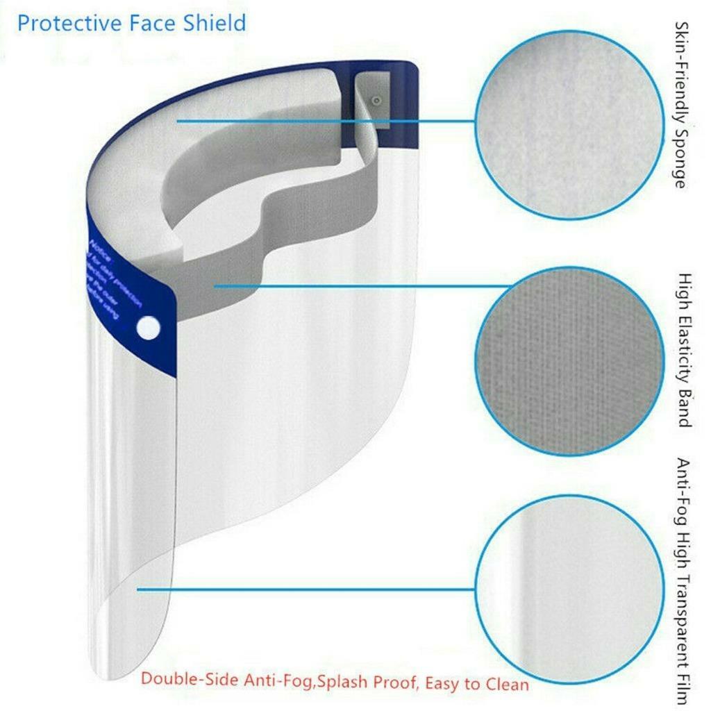 LOT 5 Safety Full Face Shield Guard Protector Mask Head Band Elastic Reusable
