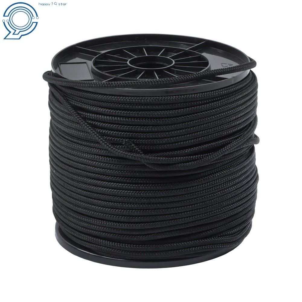 Black Nylon Solid Braid Rope Abrasion Resistance Low Stretch Dyeable Industrial