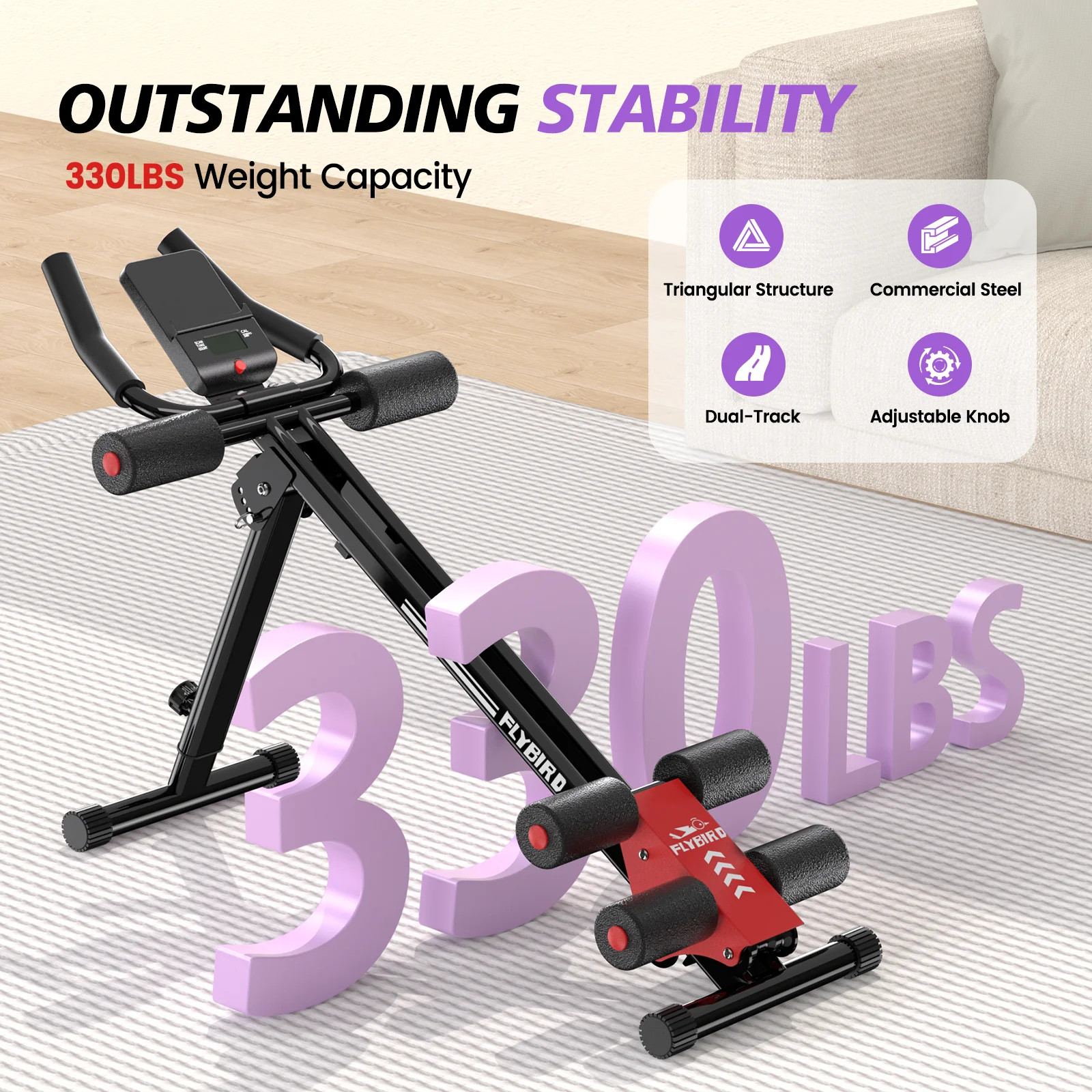FLYBIRD Adjustable Ab Workout Equipment, Full Body Strength Training, Foldable W