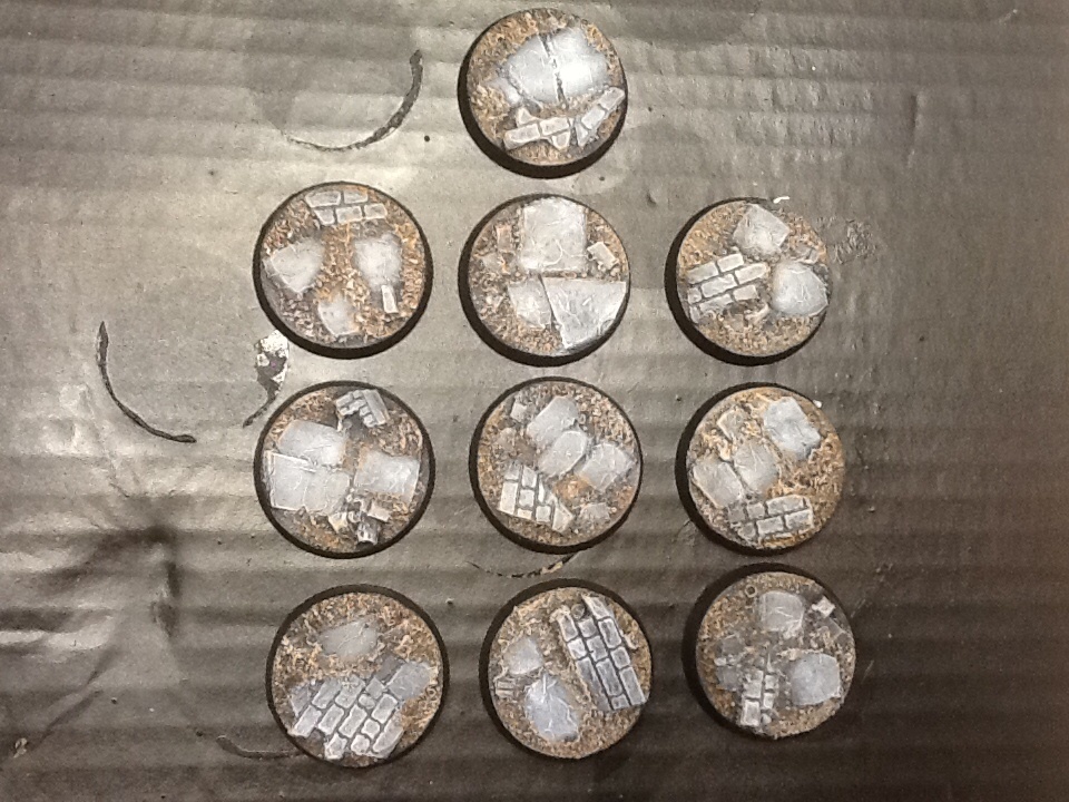 10 x 32mm PAINTED Resin bases ruined city Warhammer 40k Age of Darkness