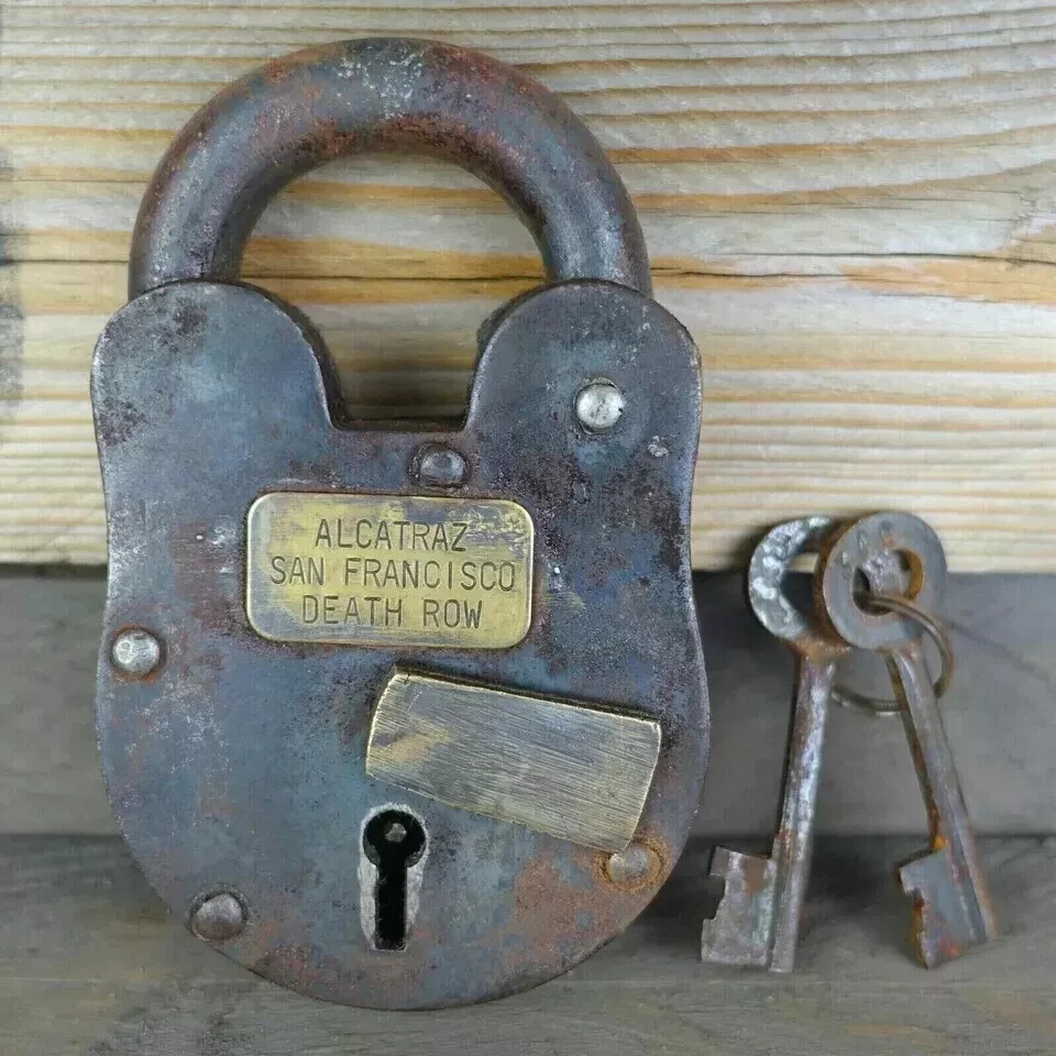 Padlock Alcatraz San Francisco Death Row 5" Cast Iron Lock & Keys Antique Style