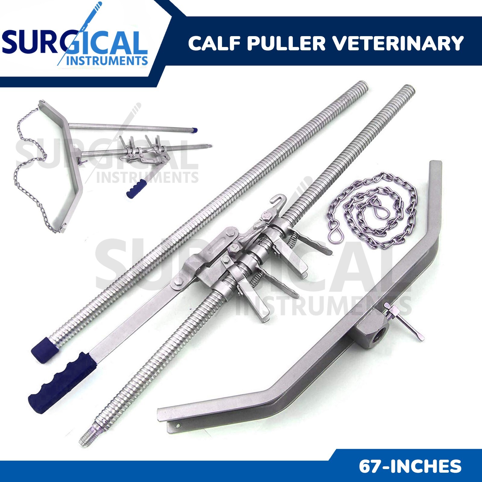 Ratchet Style Calf Puller 67″ Heavy Duty Calving Extractor Stainless Veterinary