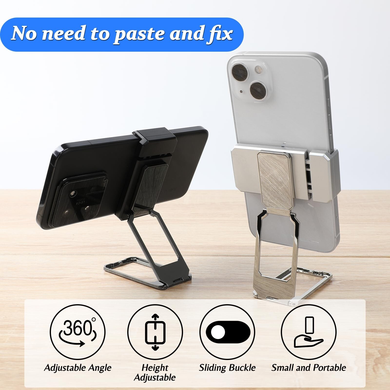 New Upgraded Back Clip Type 360 Folding Bracket Cell Phone Stand Adjustable Desk