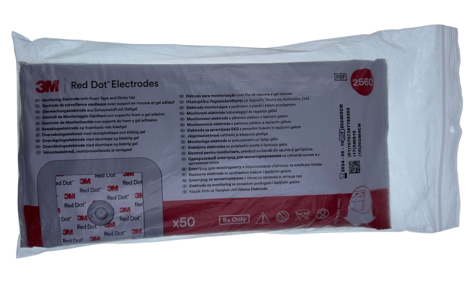 3M 2560 Red Dot Monitoring ECG Electrodes (2 Packs of 50) 100ct Total New Sealed