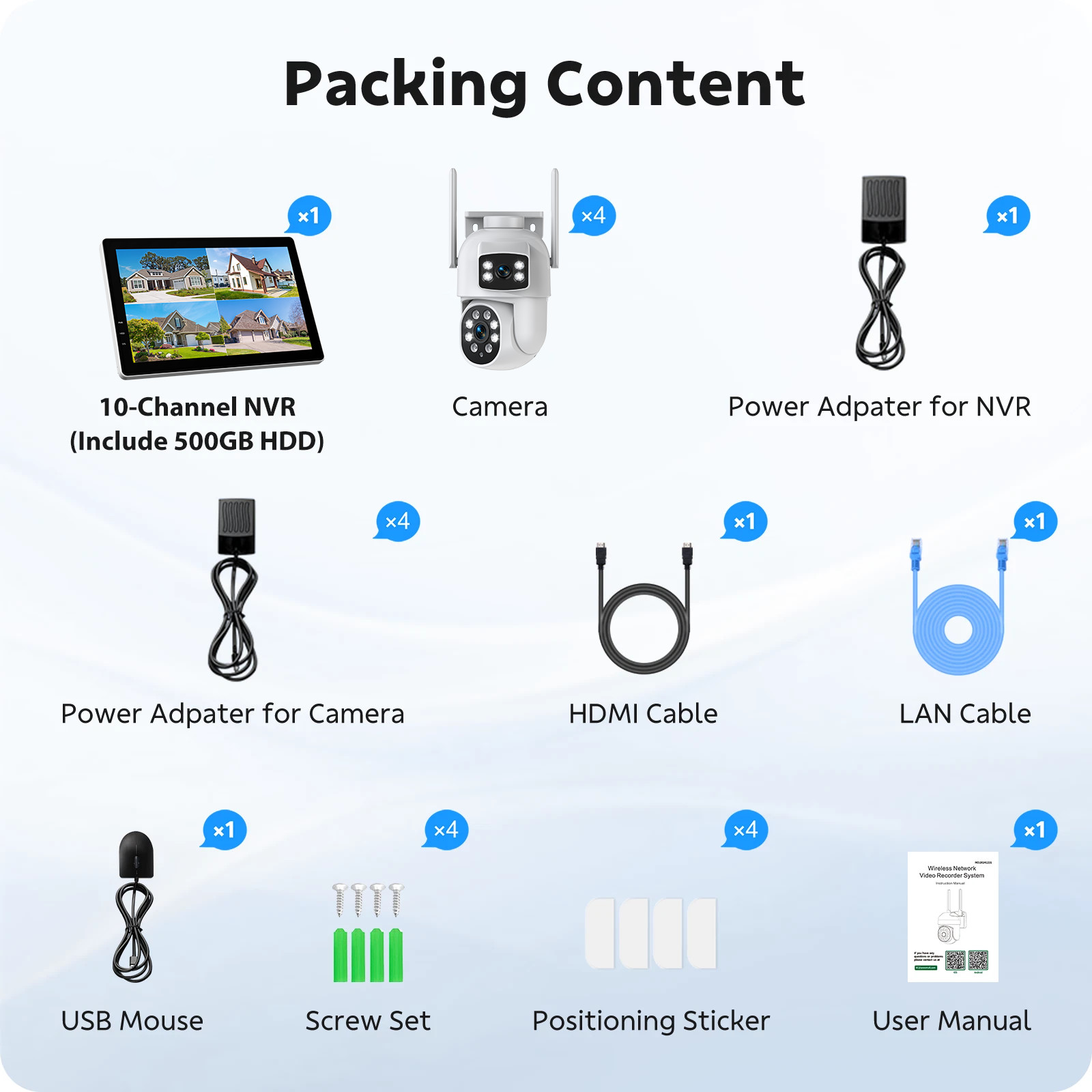 4MP Wireless CCTV Camera Security System Auto Track PTZ WiFi Surveillance Camera