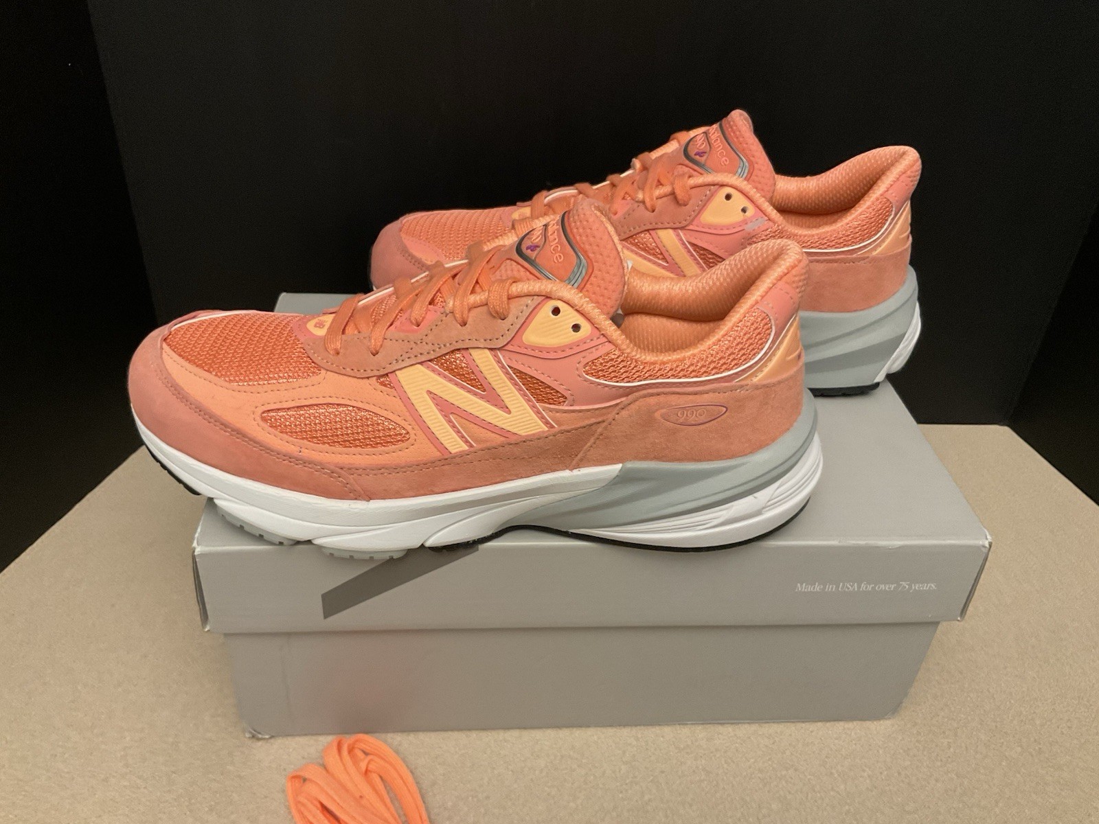 New! Mens New Balance 990v6 Made in USA Sunrise/Purple Running Shoes. Size 8D.
