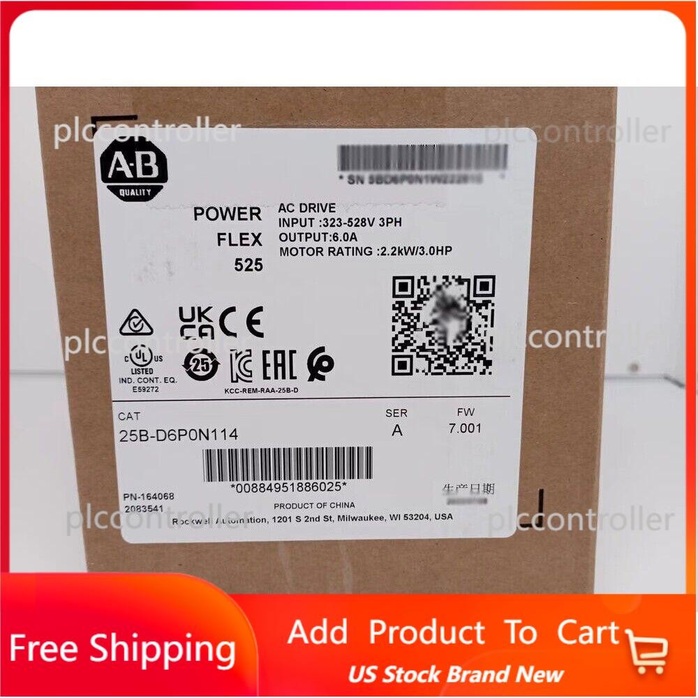 New Factory Sealed AB25B-D6P0N114 PowerFlex 525 AC Drive 25BD6P0N114 USA