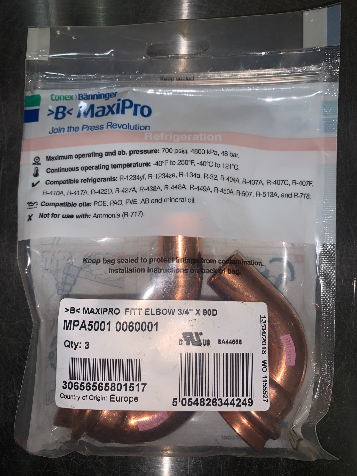 3/4 ACR PRESS STREET 90 ELBOW - (MZK-90SE12-HNBR - Zoom Lock MAX Parker Hannifin