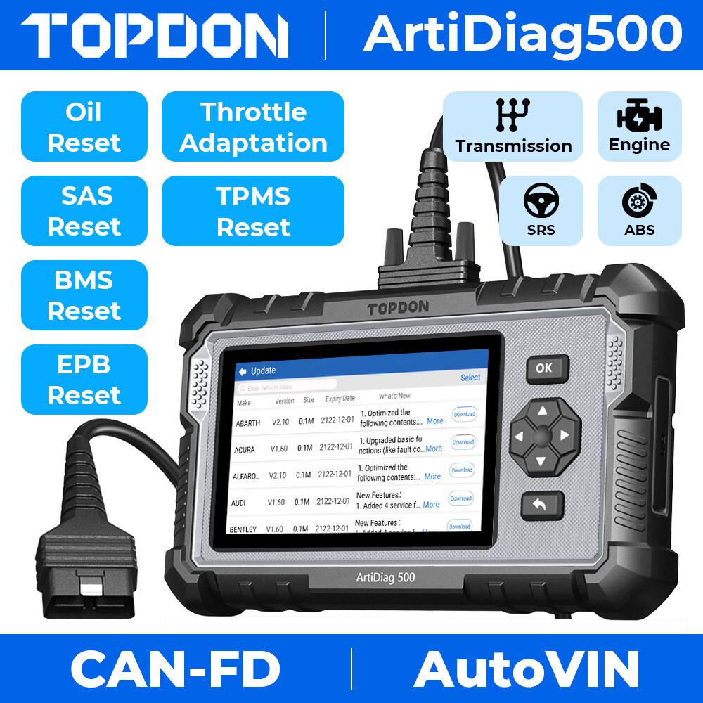 TOPDON AD500 PRO+ Car Diagnostic Tool OBD2 Scanner SRS ABS ENGINE AT Code Reader