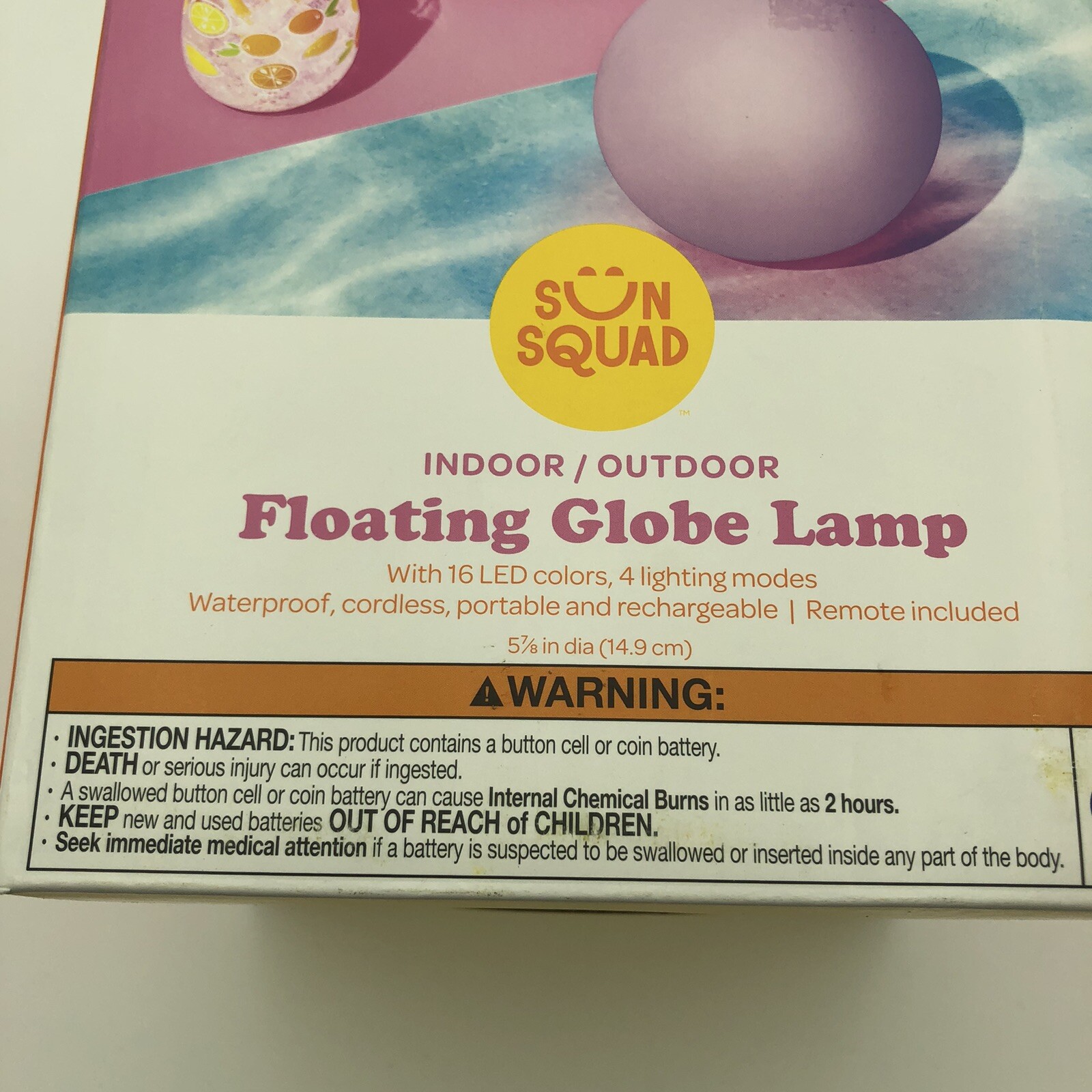 Sun Squad Indoor/Outdoor Floating Globe Lamp Includes Remote NIB - 297