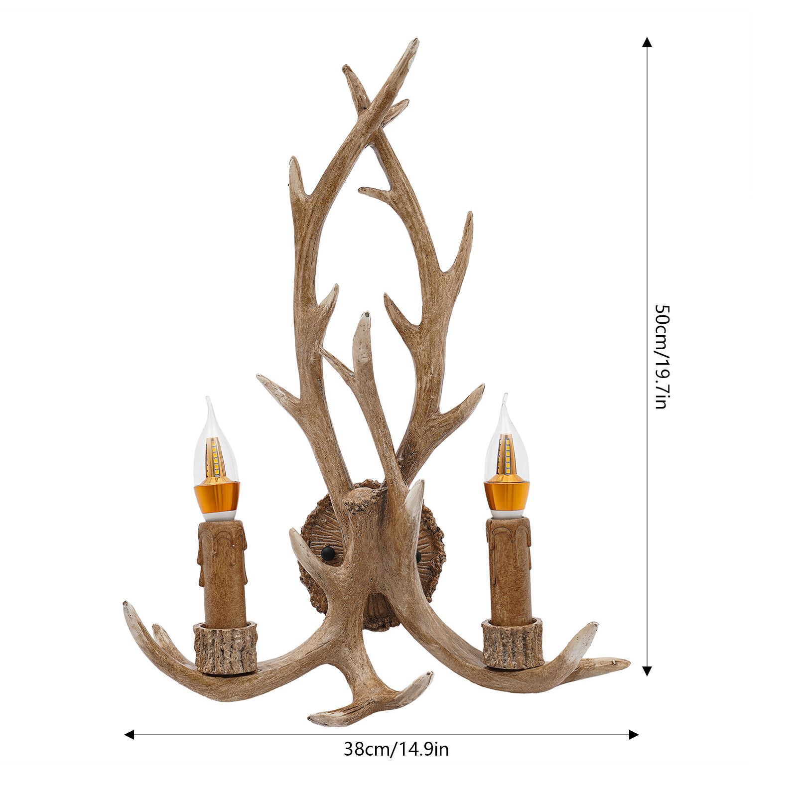 Resin Antler Wall Light Fixture Vintage Retro Deer Horn Sconce Lamp Home Decor
