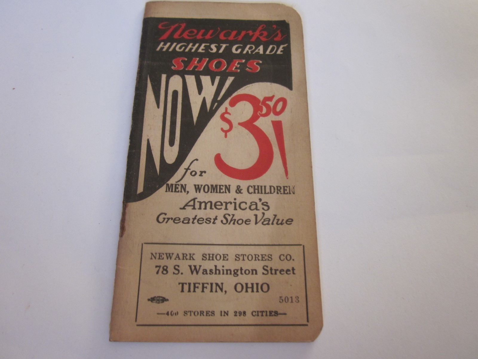 Vintage Memo Book Advertising Newark Shoes Tiffin, Ohio C