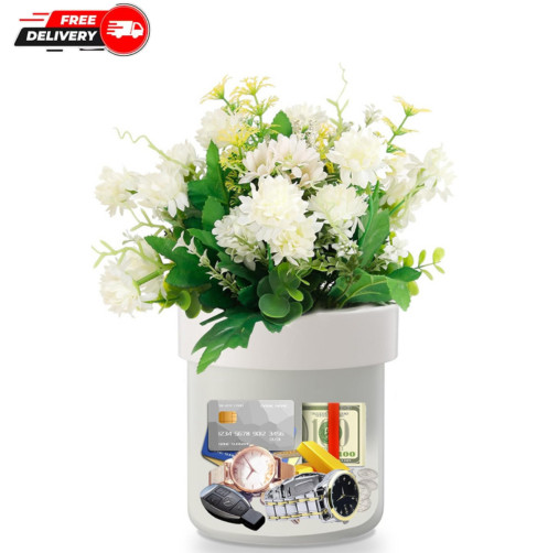 Secret Hidden Safe Flower Pot with Lock & Keys Home Outdoor Security Box
