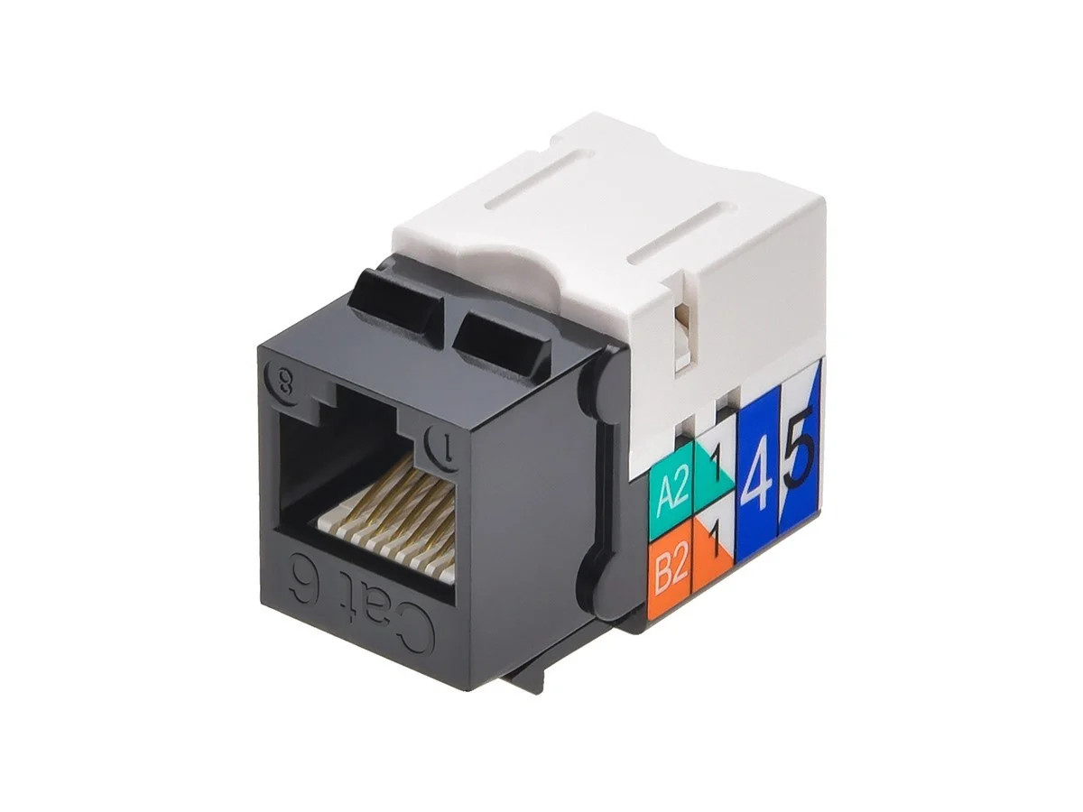 Monoprice Cat6 Punch Down Keystone Jack for 22-24AWG Solid Wire, Black