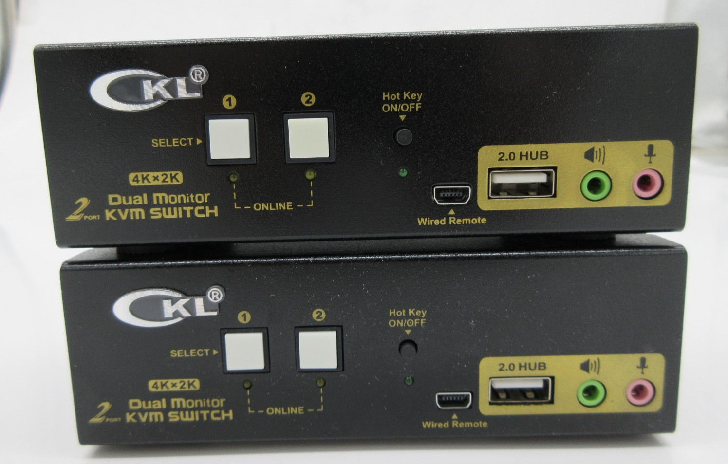 LOT OF 2 CKL HDMI KVM 2 Port 4K 30Hz Dual Monitor Extended Display CKL-922HUA