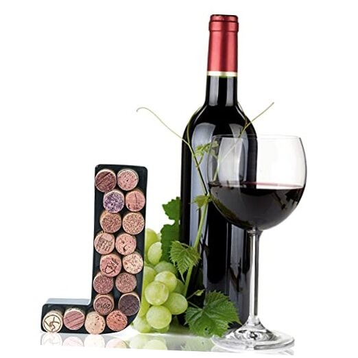 Metal Letter Wine Cork Keepsake Saver & Holder Monogram w/Free Wall Letter J