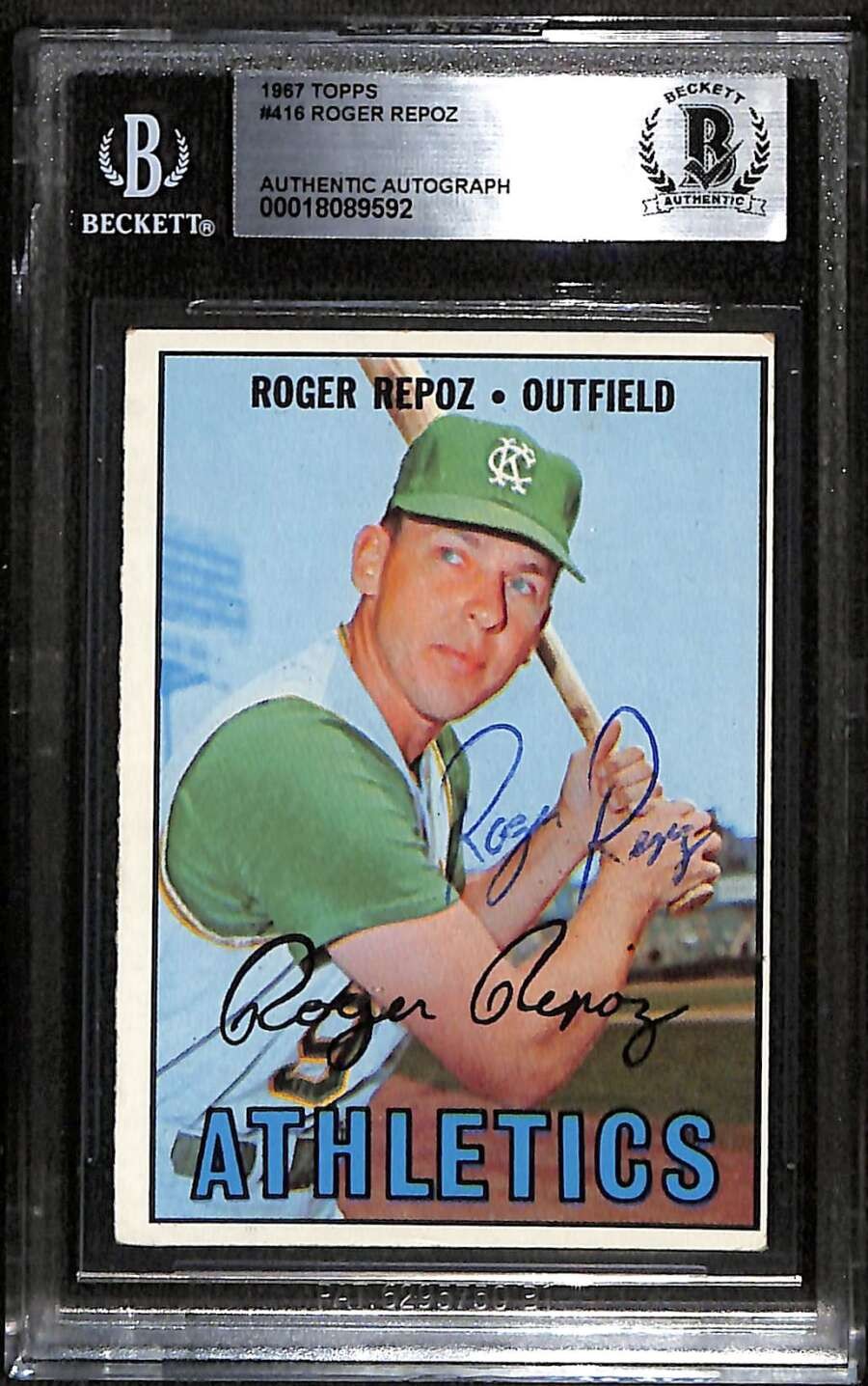 1967 Topps 416 Roger Repoz  BGS Auto Autographed BAS Authentic C100200