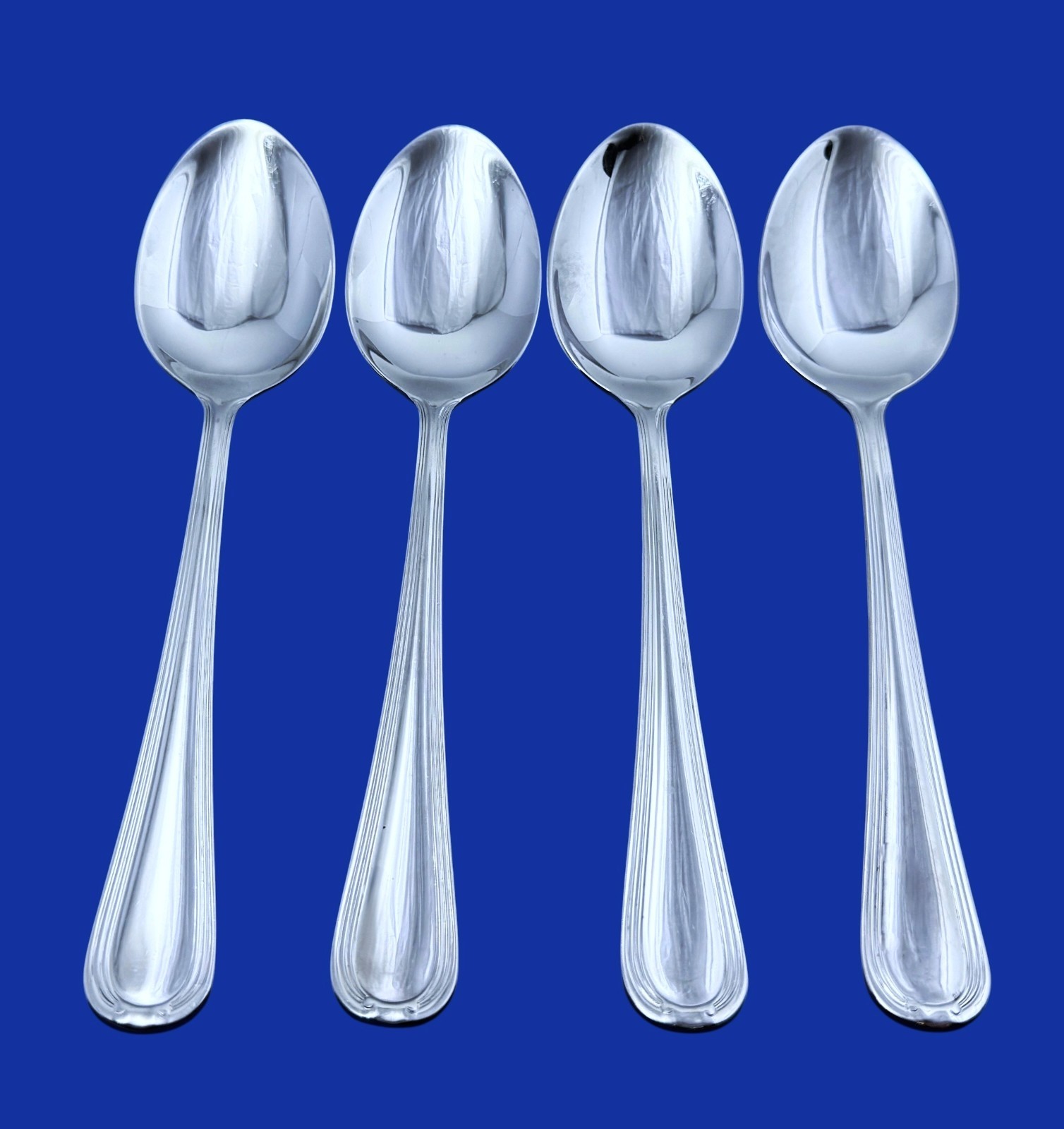 Reed & Barton WOODBURY Glossy Stainless Flatware -- Set of 4 Teaspoons 6 1/4"