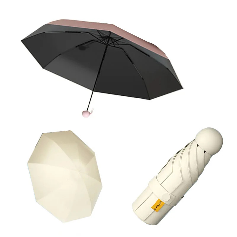 Mini Umbrella For Sunny And Rainy Days, Portable With Uv Coating