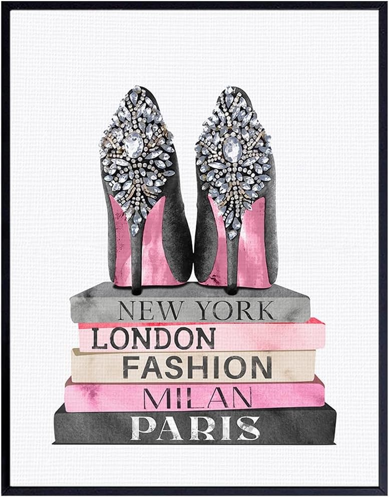 Glam Fashion Design Wall Art 11x14 - Luxury Gift for Women - Pink Black